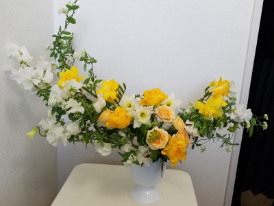 早春に咲く花々のアレンジ,Flower Drops コースⅠ,東京,自由が丘,フラワーアレンジメント教室