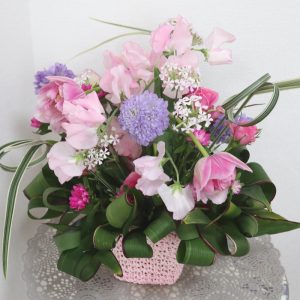 ドラセナを使ったデザイン,20250420,その1, Flower Drops コースⅢ,東京,自由が丘,フラワーアレンジメント,フラワースクール,フラワー教室,フラワードロップス